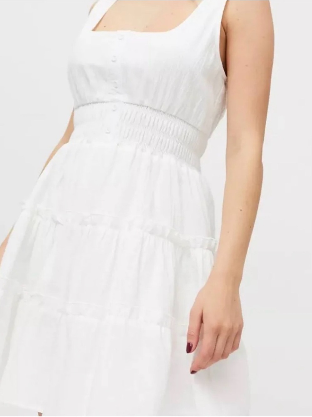 NWT Urban Outfitters UO Haile White Tiered Sundress with Smocked Waist XS